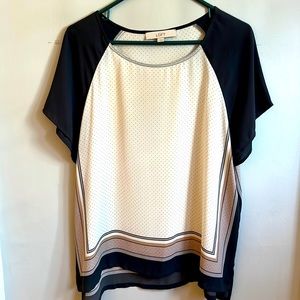 Loft Navy Polkadot Blouse, L